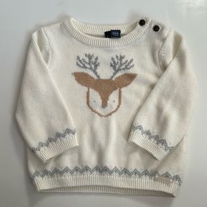 Janie and Jack - Ivory Reindeer sweater, 6-12